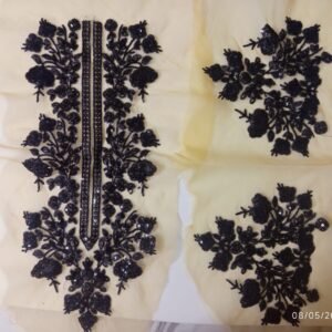 Nishat Linen Set with Long Sequenced Neckline + 2 Sequence Work Motifs