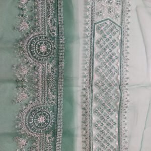 Nishat Linen Set with Long Thread Work Neckline + 1 Yard Border